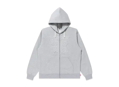 BlackEyePatch Metal Logo Fabric-Stitched Zip Hoodie Heather "Grey"