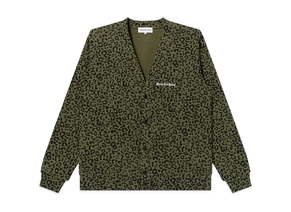 BlackEyePatch OE Logo Leopard Patterned Caridigan "Green"