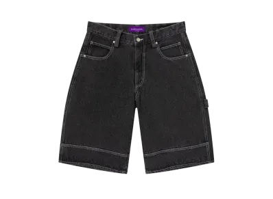 BlackEyePatch Statement Embroidered Baggy Denim Shorts "Black"
