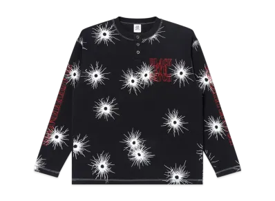 BlackEyePatch Gunshot Stencil Henley Neck L/S Thermal "Black"