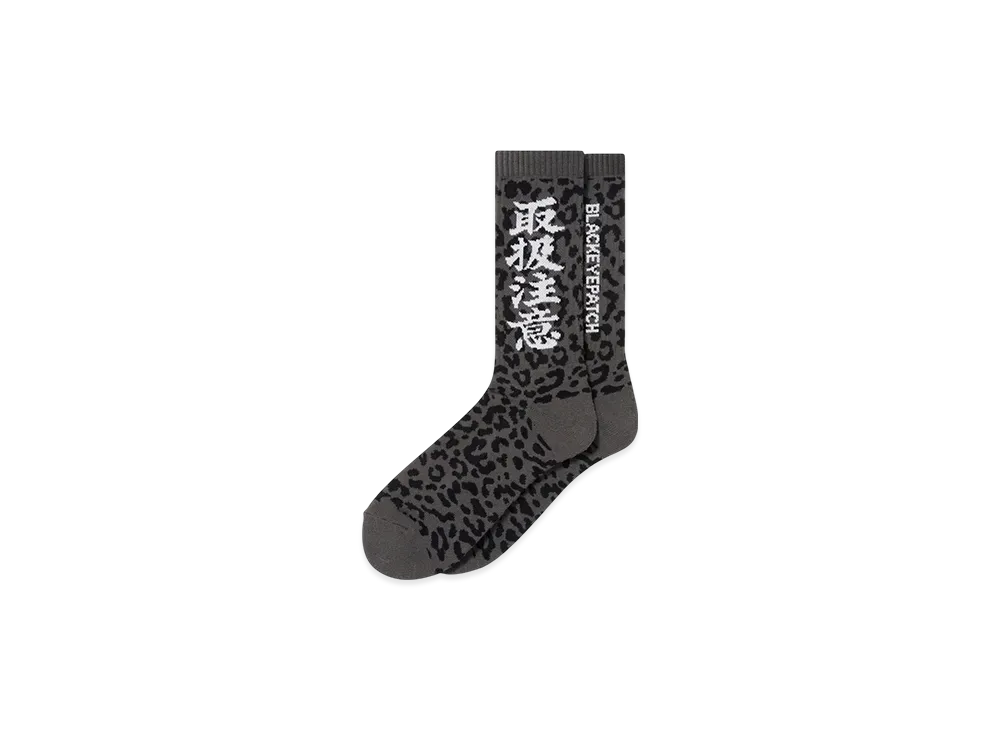 BlackEyePatch Leopard Patterned HWC Socks "Gray"