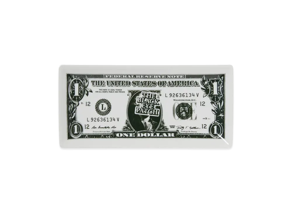 BlackEyePatch Dollar Bill Ceramic Tray "White"