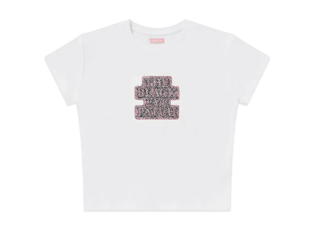BlackEyePatch Rhinestone OG Label Baby Tee "White"