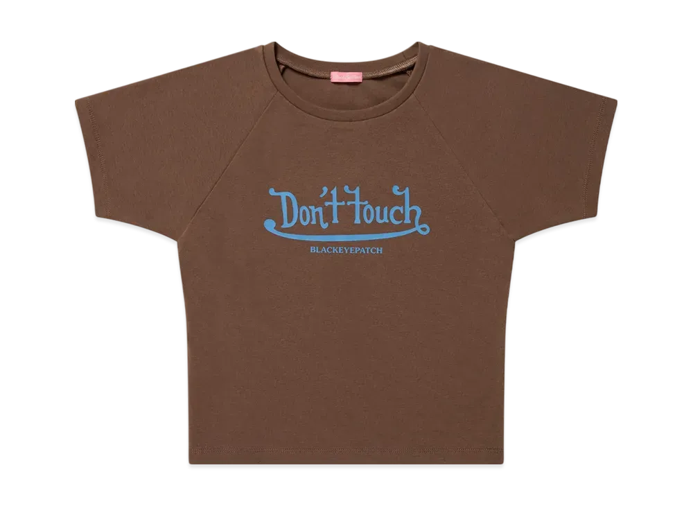 BlackEyePatch Don't Touch Raglan Baby Tee "Brown"