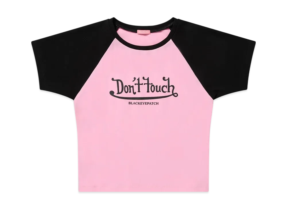BlackEyePatch Don't Touch Raglan Baby Tee "Pink"