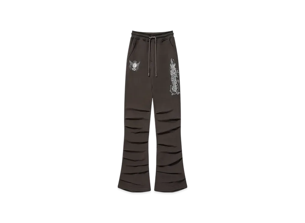 BlackEyePatch Crowned Wings Script Shirring Sweat Pants "Charcoal"