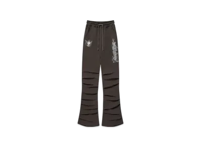 BlackEyePatch Crowned Wings Script Shirring Sweat Pants "Charcoal"