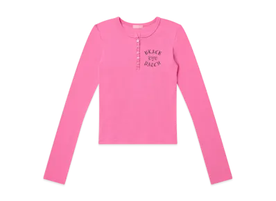 BlackEyePatch Crossed Rifles Henley Neck L/S Tee "Pink"