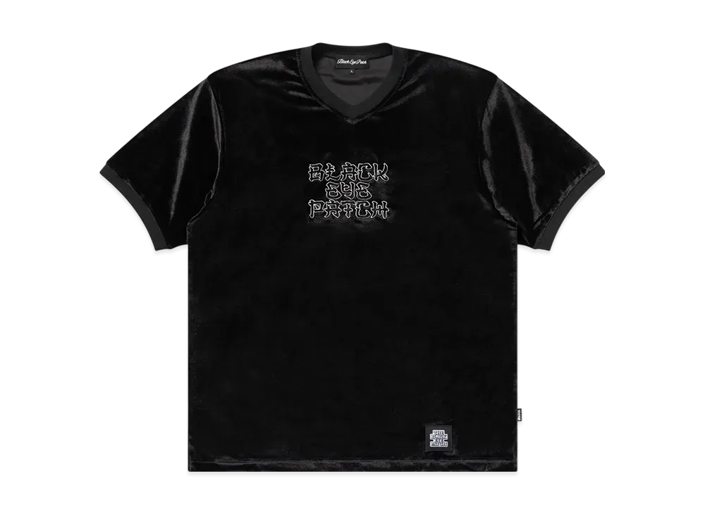 BlackEyePatch Kanji Logo V Neck Velour Pullover Tee "Black"