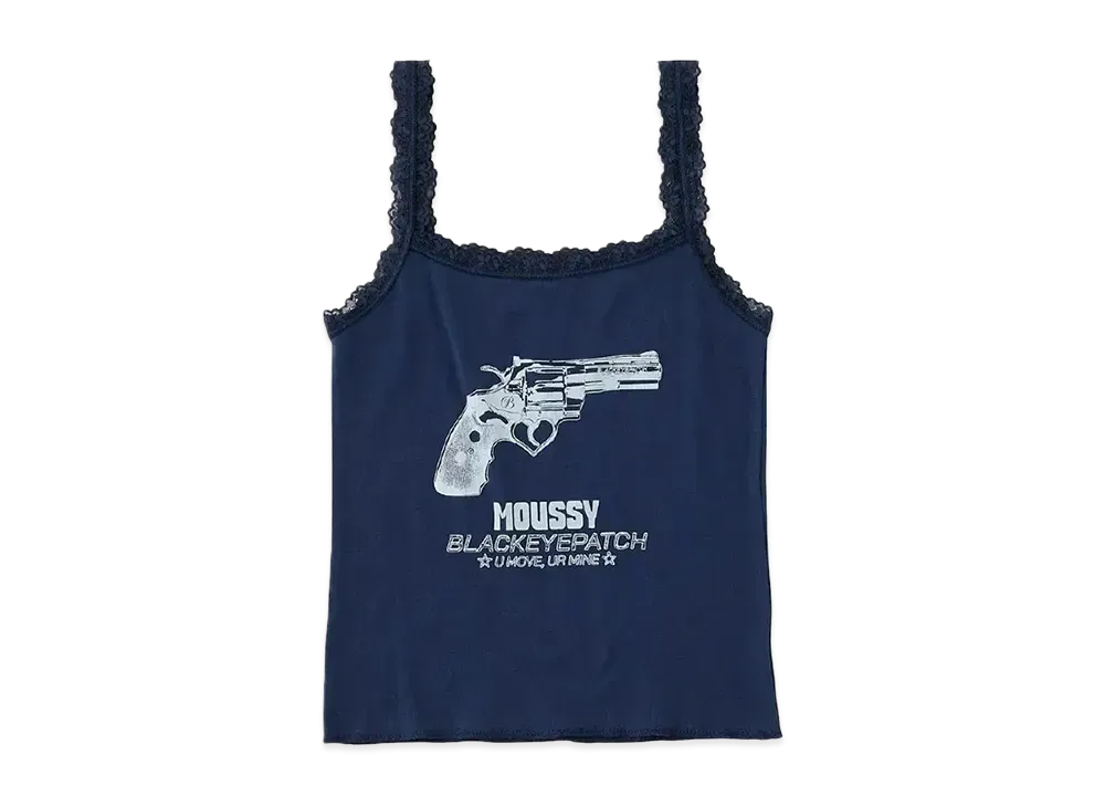 BlackEyePatch WOMEN x MOUSSY Bep Gun Graphic Camisole "Navy"
