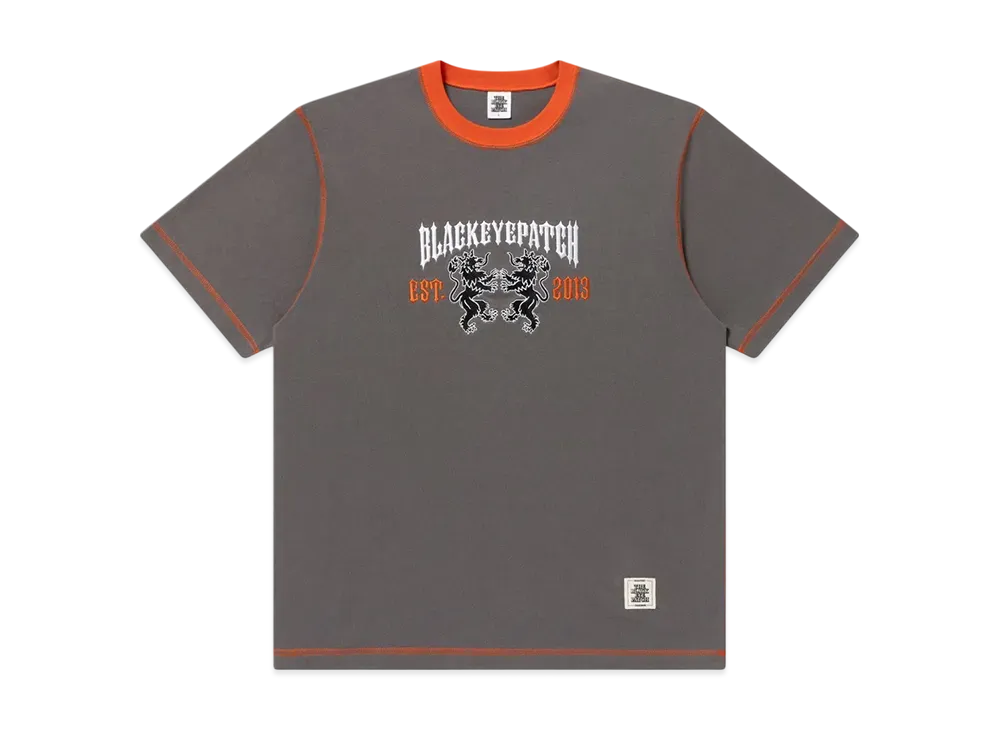 BlackEyePatch Heraldic College Stitch Toned Tee "Charcoal"