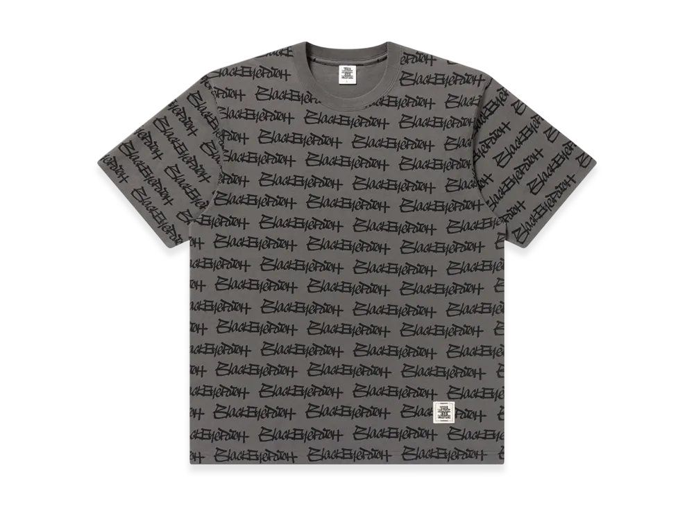 BlackEyePatch Fasthand Script Patterned Tee "Charcoal"