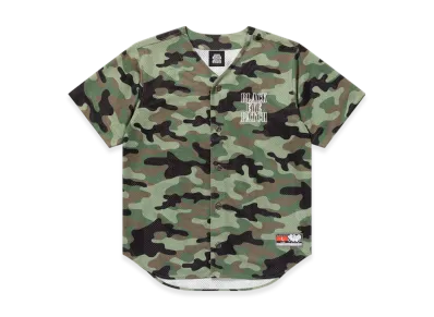BlackEyePatch Outlined Stencil Logo Baseball Shirt "Green Camo"