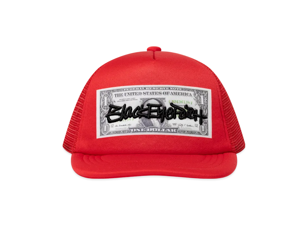 BlackEyePatch Fasthand Script Dollar Bill Mesh Cap "Red"
