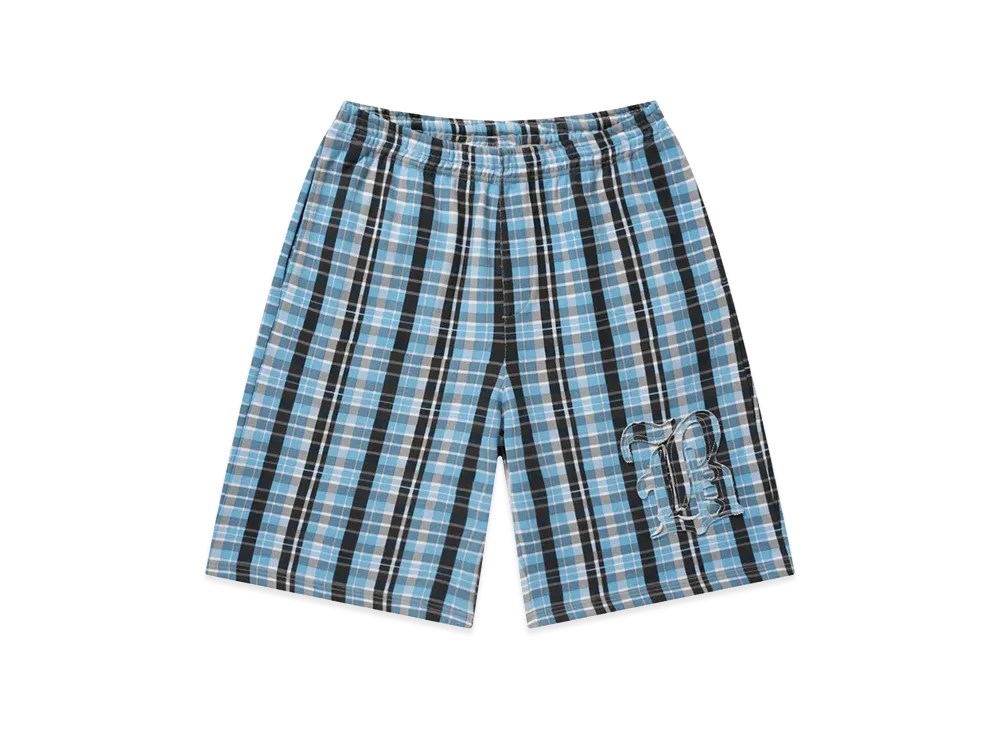 BlackEyePatch Big B Checked Baggy Sweat Shorts "Blue"
