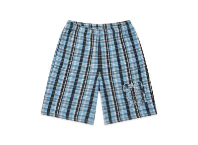 BlackEyePatch Big B Checked Baggy Sweat Shorts "Blue"