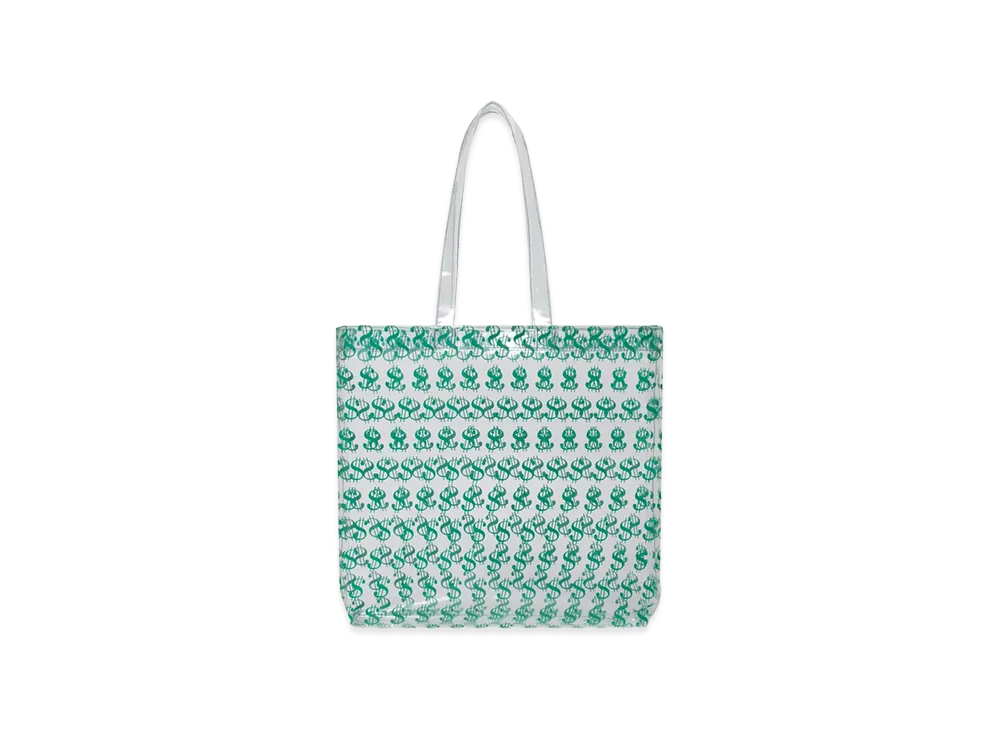 BlackEyePatch Dollar Patterned Baggie PVC Tote "White/Green"