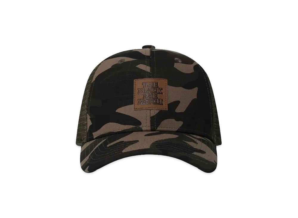 BlackEyePatch Leather Patched Mesh Cap "Dark Camo"