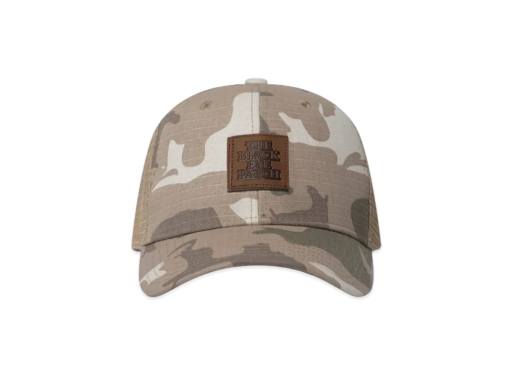 BlackEyePatch Leather Patched Mesh Cap "Sand Camo"