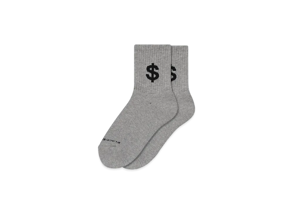BlackEyePatch Dollar Sign Short Socks "Heather Gray"