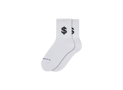 BlackEyePatch Dollar Sign Short Socks "White"