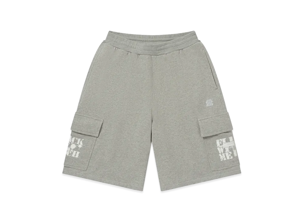 BlackEyePatch x FLEX WIT ME CYPHER FWM Yoko Logo Sweat Cargo Baggy Shorts "Heather Gray"