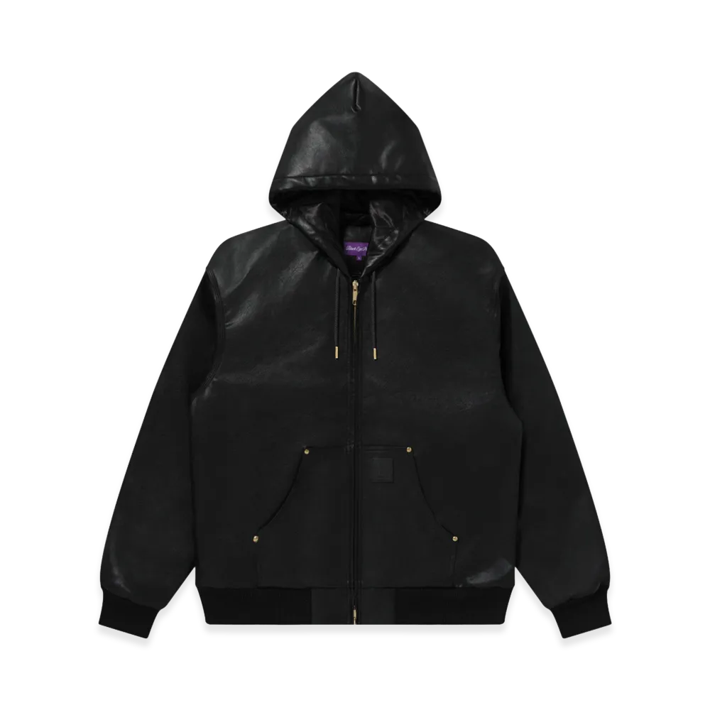 BlackEyePatch Leather Patch PU Hooded Jacket "Black"