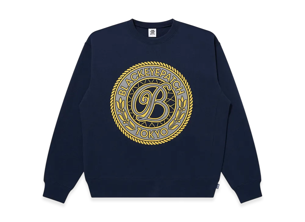 BlackEyePatch Reflective Vintage B Emblem Crew Sweat "Navy"