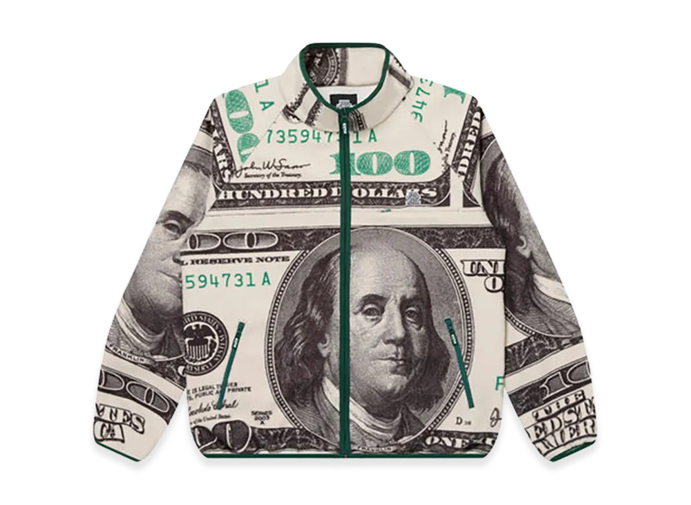 BlackEyePatch Big Hundereds Patterned Fleece Jacket "White"