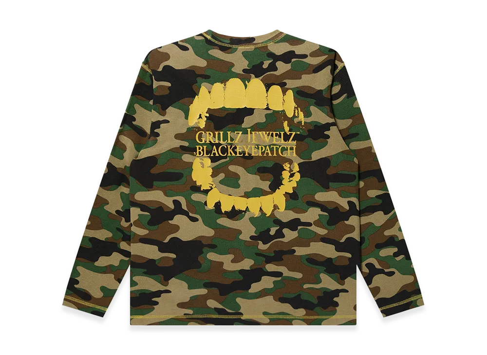BlackEyePatch Grillz Jewelz Goldteeth Thermal L/S Tee "Woodland Camo"