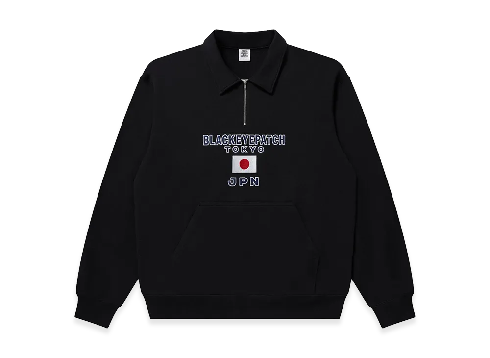 BlackEyePatch Jpn Flag Embroidered Half Zip Sweat "Black"