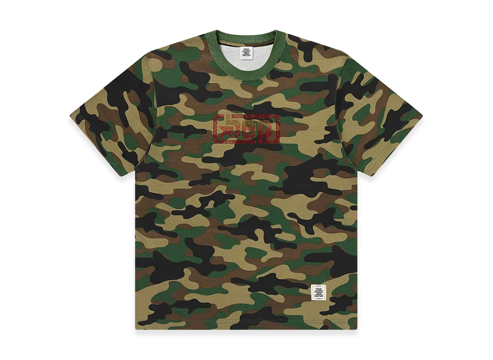BlackEyePatch Rhinestoned Urban Star Logo Tee "Woodland Camo"