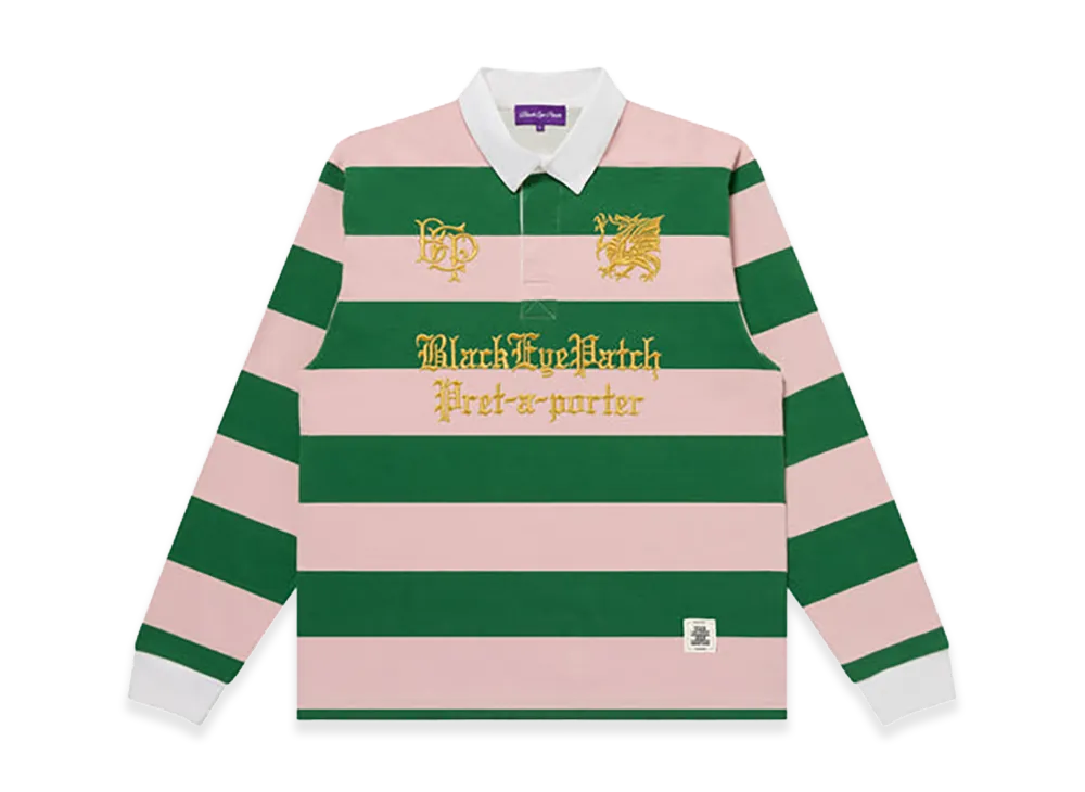 BlackEyePatch Pret-A-Porter Emblems Rugby Shirt "Green/Pink"