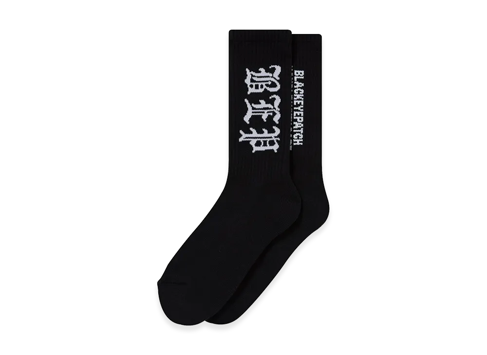 BlackEyePatch 3 Letter OE Socks "Black"