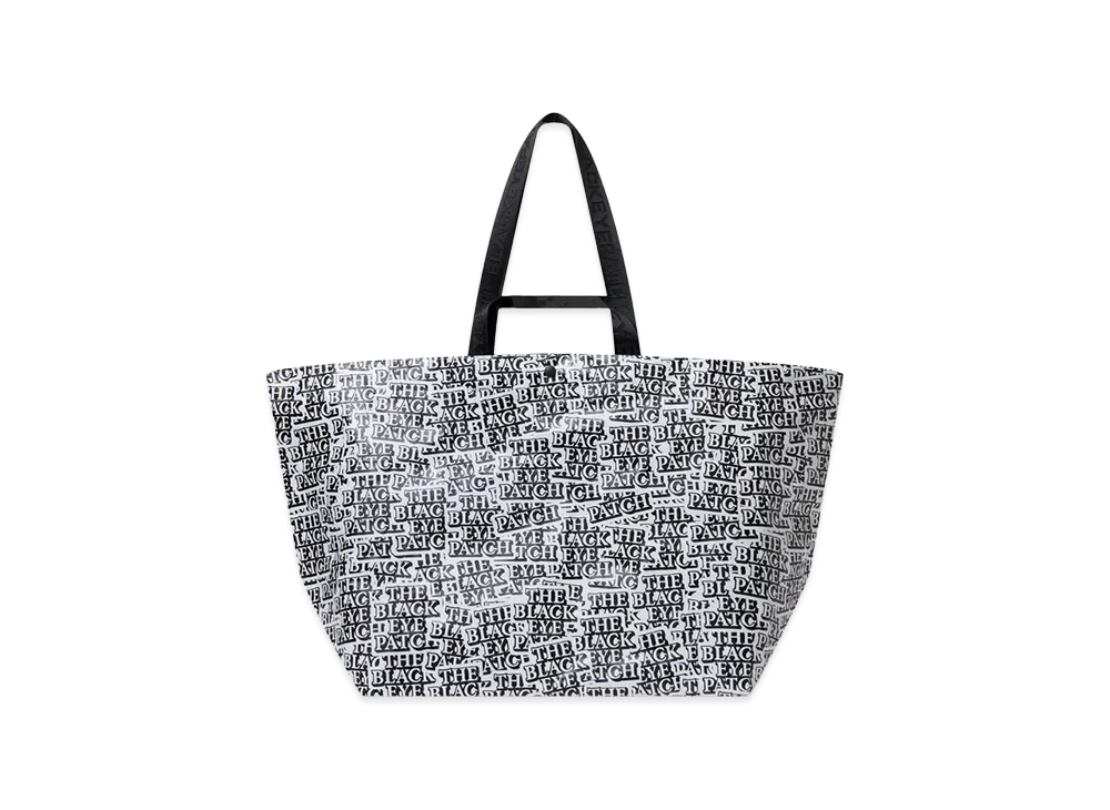 BlackEyePatch OG Label Patterned Woven Plastic Tote "White"