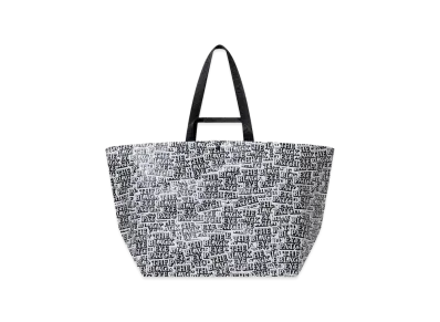 BlackEyePatch OG Label Patterned Woven Plastic Tote "White"