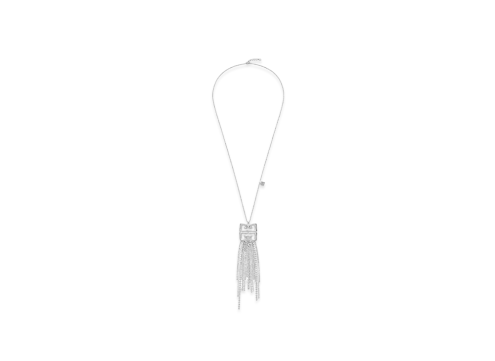 GIVENCHY 4G Liquid Necklace In Metal With Crystals Fringes "Silver"