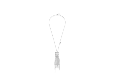 GIVENCHY 4G Liquid Necklace In Metal With Crystals Fringes "Silver"