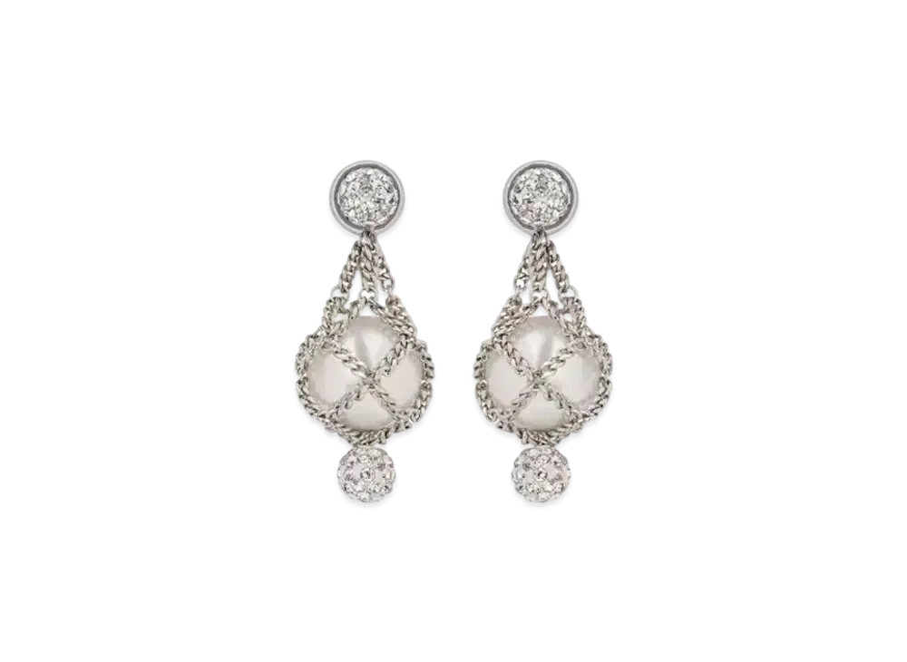 GIVENCHY Pearling Earrings In Metal with Pearls And Crystals "White/Silver"