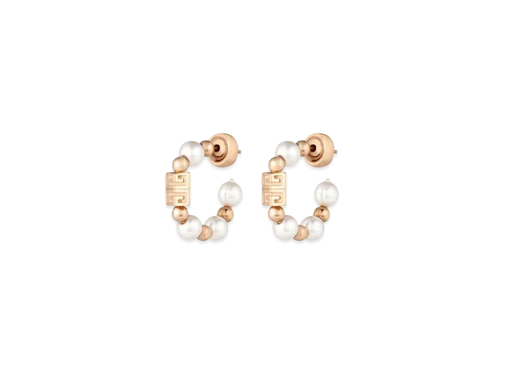 GIVENCHY 4G Earrings In Metal With Pearls "Rose Golden/White"