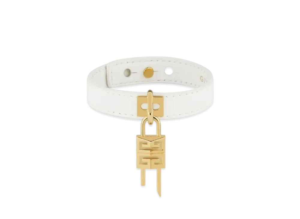 GIVENCHY Mini Lock Bracelet In Metal And Leather "Ivory"
