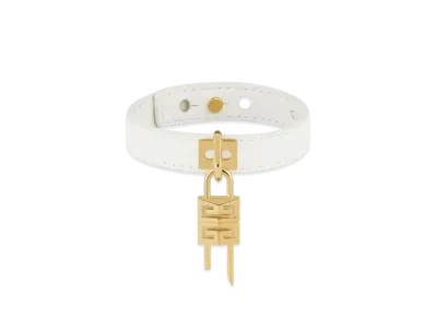 GIVENCHY Mini Lock Bracelet In Metal And Leather "Ivory"