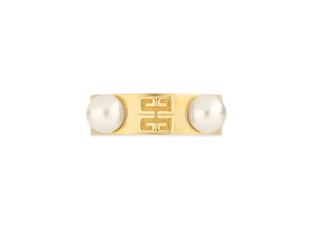 GIVENCHY 4G Ring In Metal with Pearls "Golden Yellow"