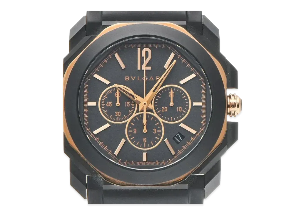 BVLGARI Octo Original Chronograph "Black/Pink Gold/Stainless Steel/Black"