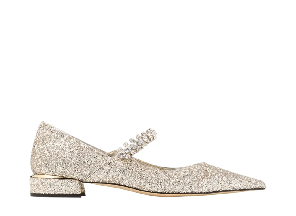 ジミーチュウ ウィメンズ ビング パンプ フラット グリッターファブリック・フラットシューズ "サンド" BINGPUMPFLATPZF