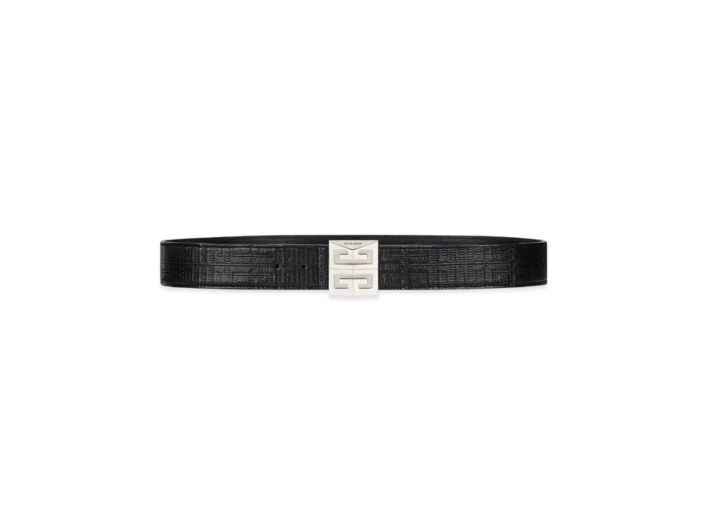 GIVENCHY 4G Reversible Belt In Leather and 4G Coated Canvas "Black"