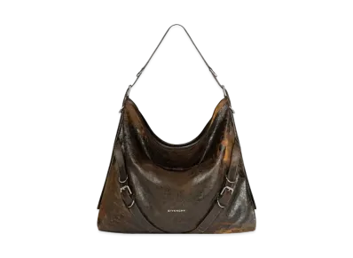 GIVENCHY Large Voyou Bag In Crackled Leather "Black/Brown Mud"