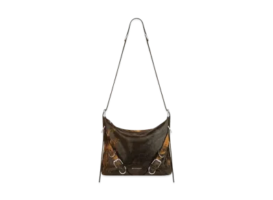 GIVENCHY Voyou Crossbody Bag In Crackled Leather "Black/Brown Mud"