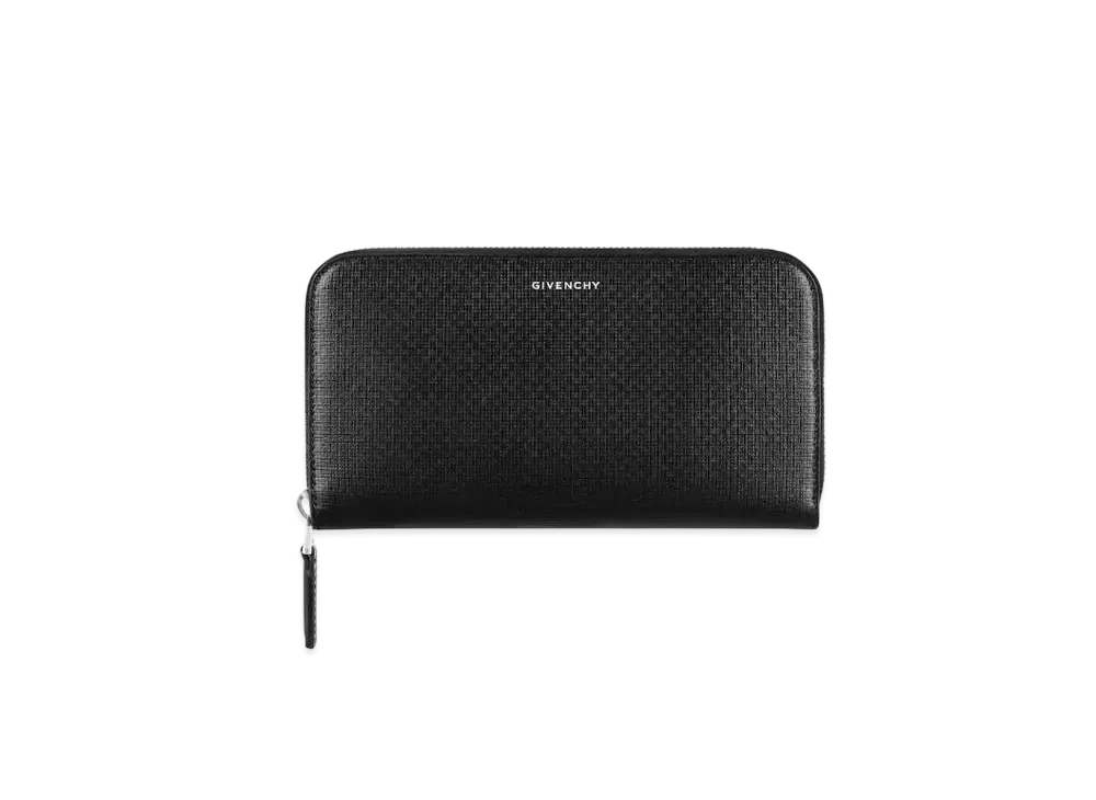 GIVENCHY Zipped Wallet In 4G Classic Leather "Black"
