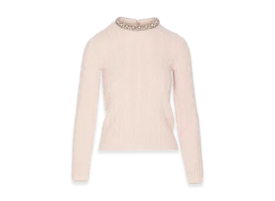 Valentino Women's Embroidered Cable-Knit Jumper "Pink"